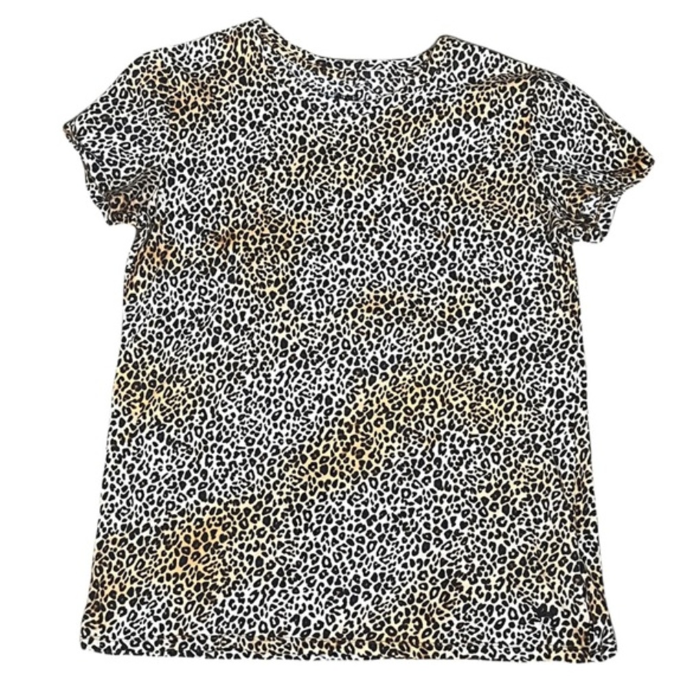 PINK VICTORIAS SECRET Leopard Print Black And Tan Crewneck T-Shirt